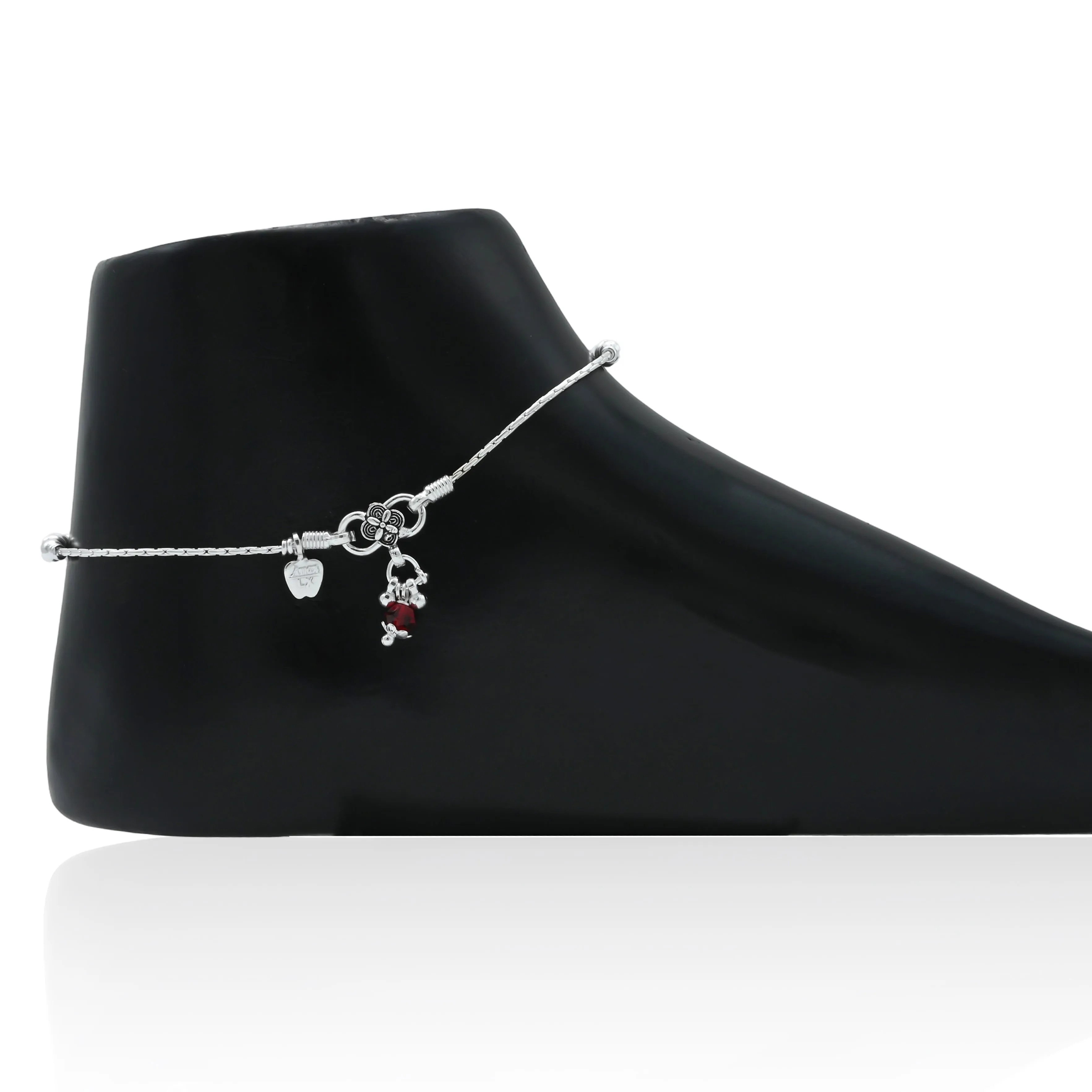 Premium Sterling Silver Payal with a Pop of Purple Charm
