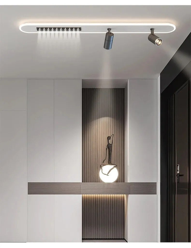 QIYI Lange LED Strip Ceiling Chandeliers with Spotlight