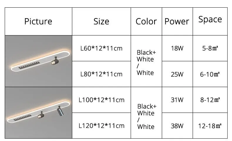 QIYI Lange LED Strip Ceiling Chandeliers with Spotlight