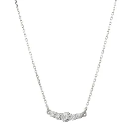 Reclaimed 18K White Gold and Round Diamond Necklace, 5 Diamonds