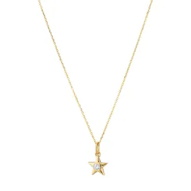Reclaimed 18K Yellow Gold and Round Bezel Set Diamond Star Charm, 1 Diamond