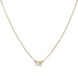 Reclaimed 18K Yellow Gold and Trillion Diamond Necklace, 1 Diamond