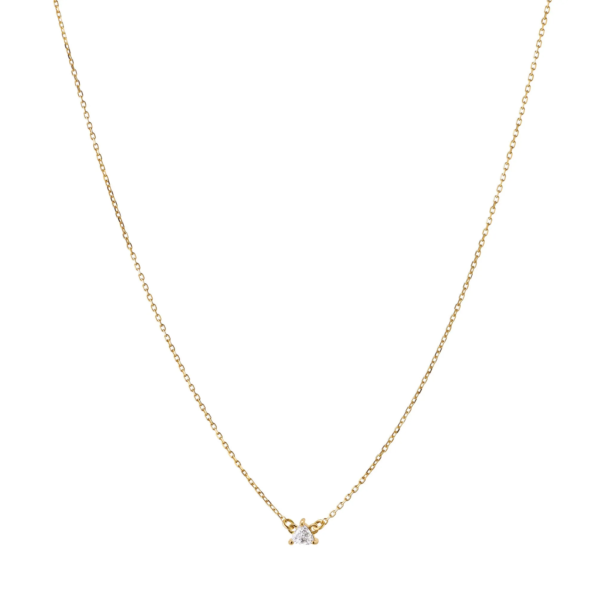 Reclaimed 18K Yellow Gold and Trillion Diamond Necklace, 1 Diamond