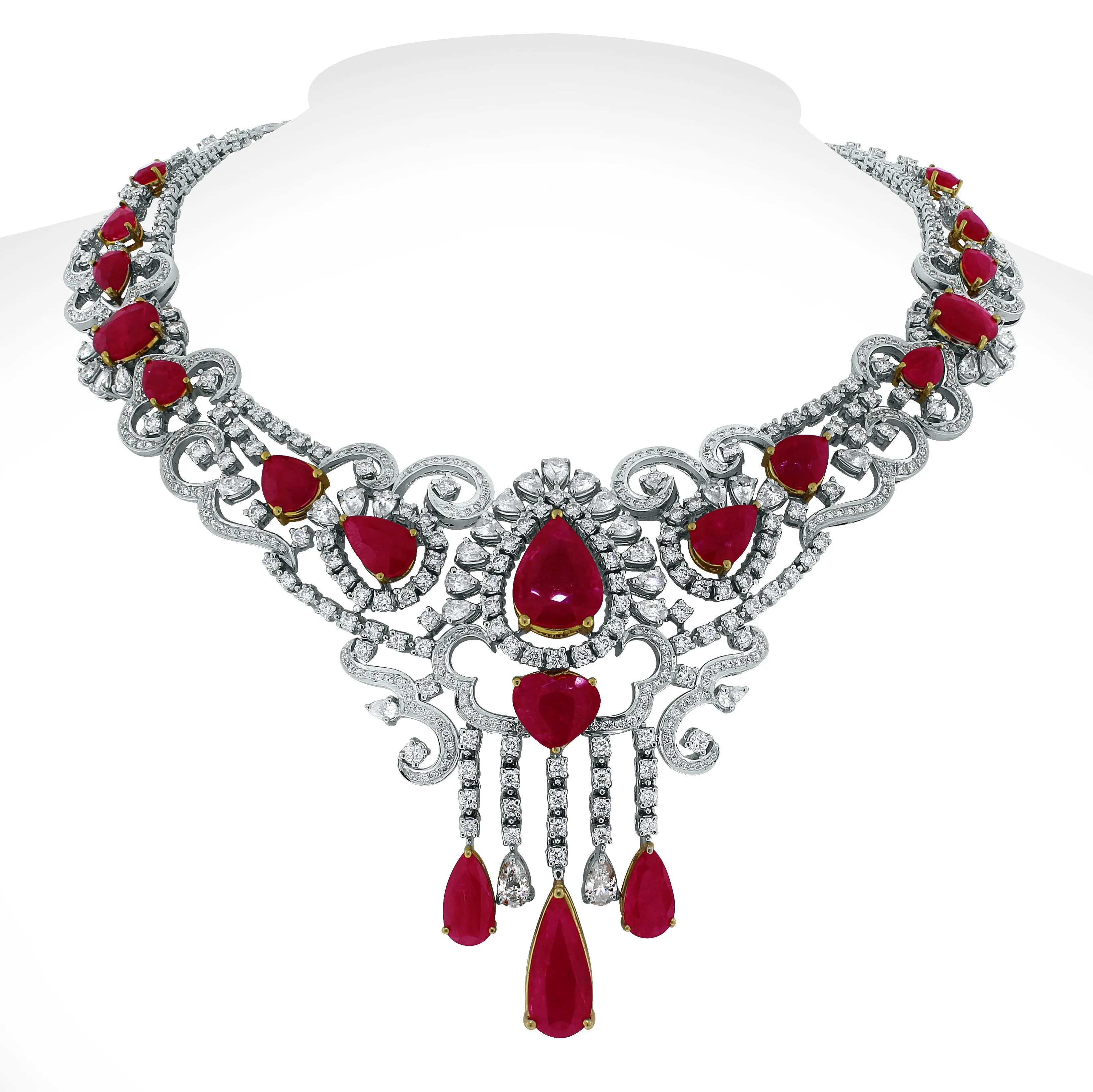 Regalia Ruby & Diamond Earrings (26.24 ct Diamonds & Rubies) in White Gold