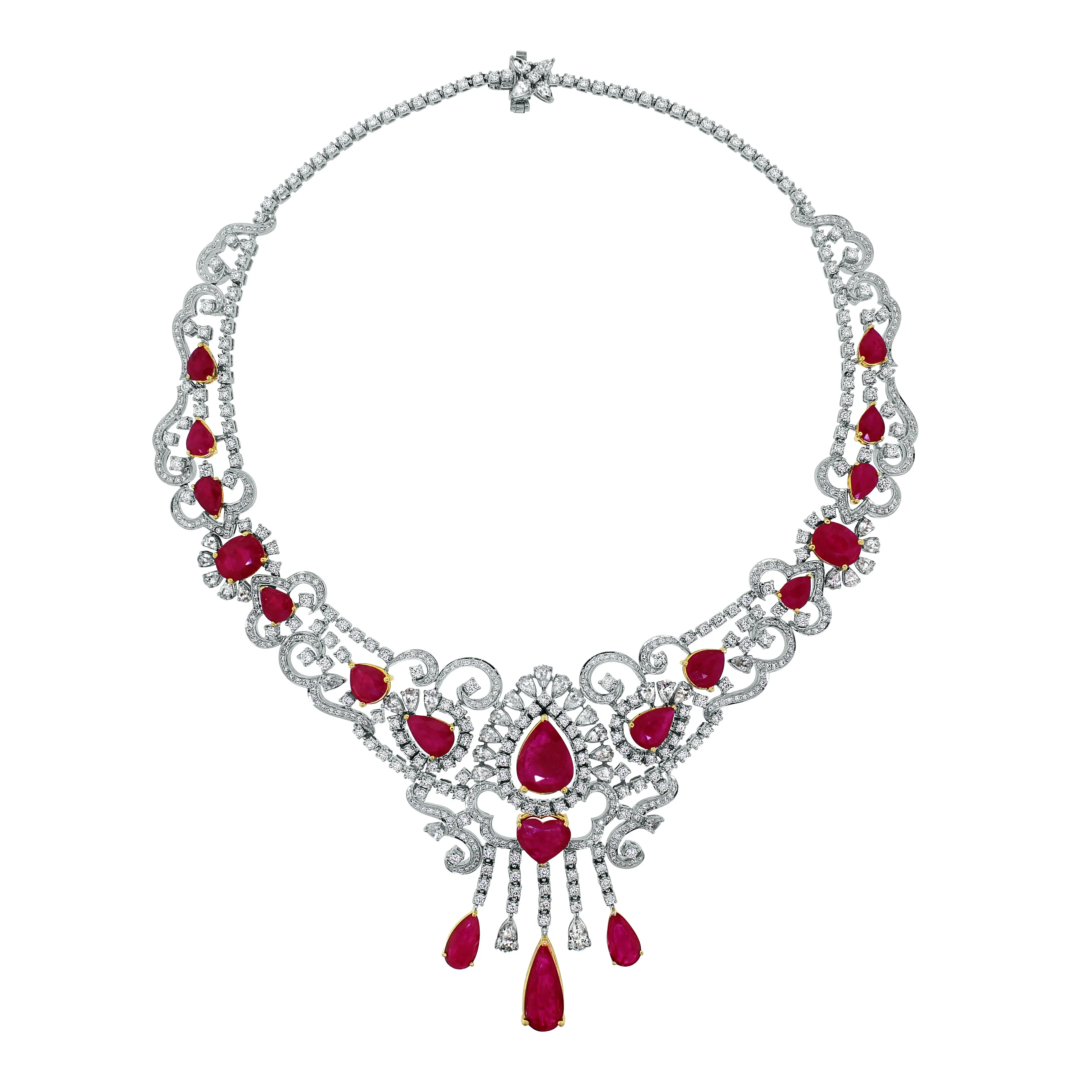 Regalia Ruby & Diamond Earrings (26.24 ct Diamonds & Rubies) in White Gold