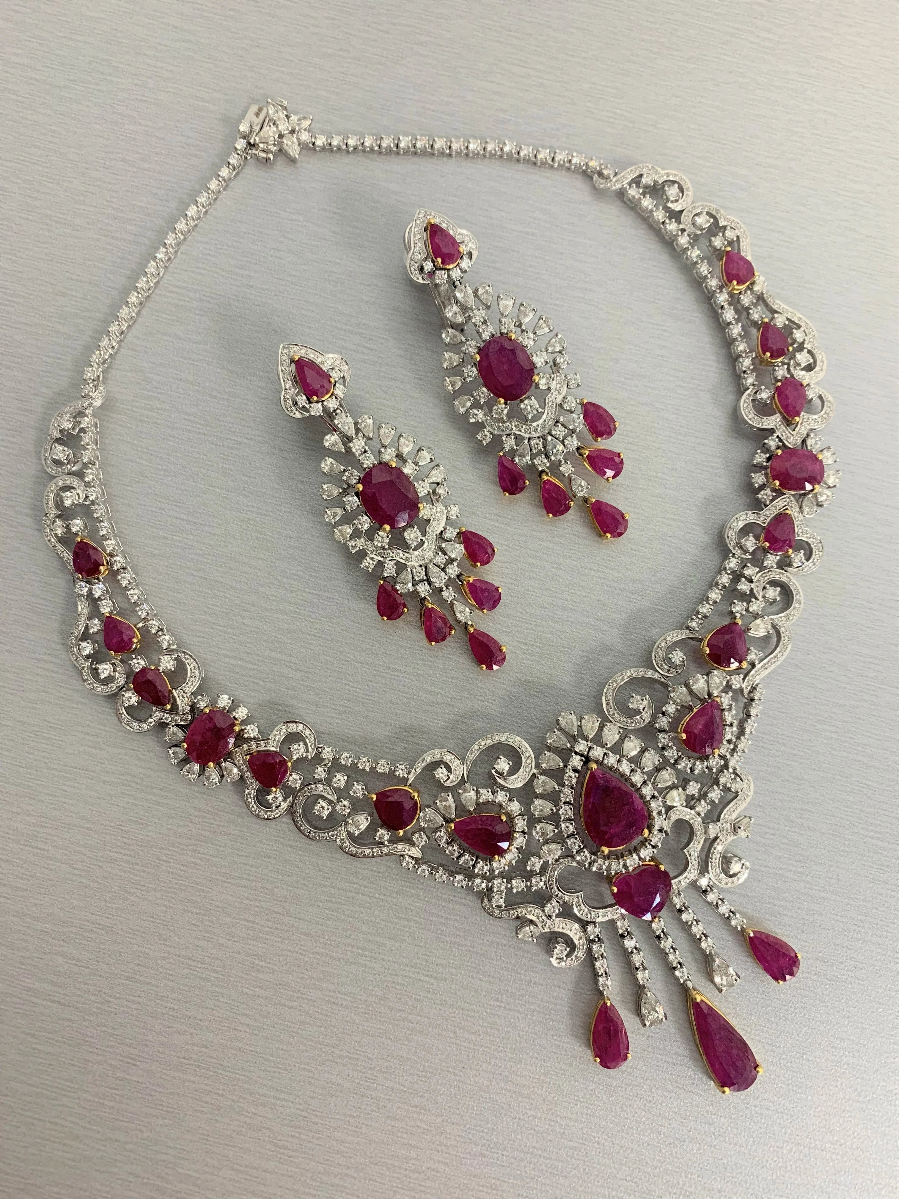 Regalia Ruby & Diamond Earrings (26.24 ct Diamonds & Rubies) in White Gold