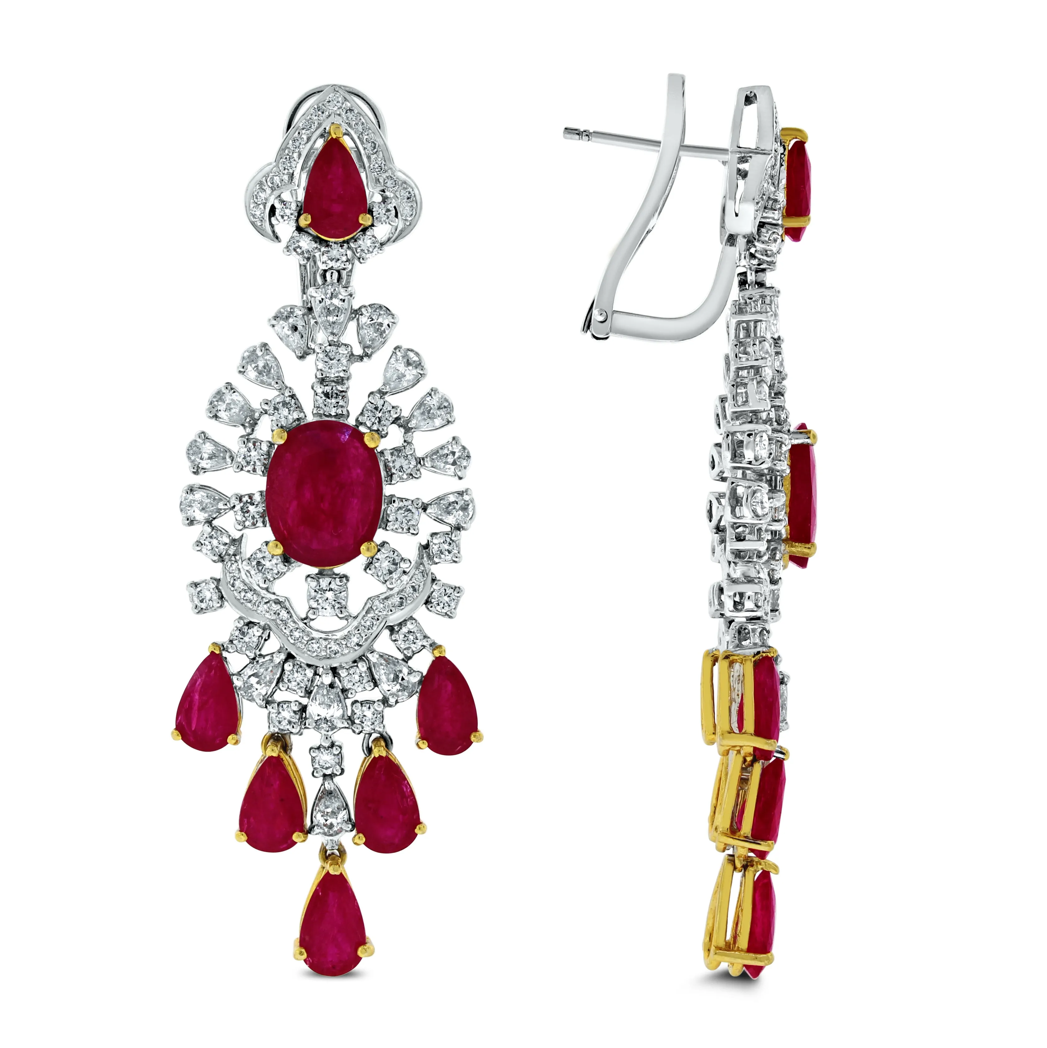 Regalia Ruby & Diamond Earrings (26.24 ct Diamonds & Rubies) in White Gold