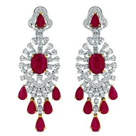 Regalia Ruby & Diamond Earrings (26.24 ct Diamonds & Rubies) in White Gold