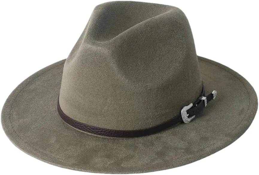 REHJJDFD Women Men Suede Hat Jazz Hat Panama Hat Unisex Big Brimmed Fedora Hat Western Jazz Caps