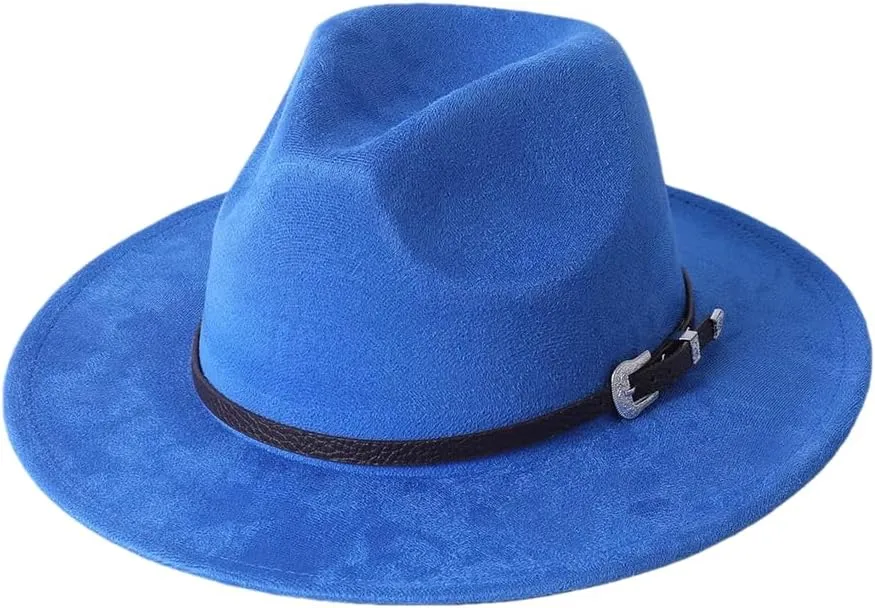REHJJDFD Women Men Suede Hat Jazz Hat Panama Hat Unisex Big Brimmed Fedora Hat Western Jazz Caps