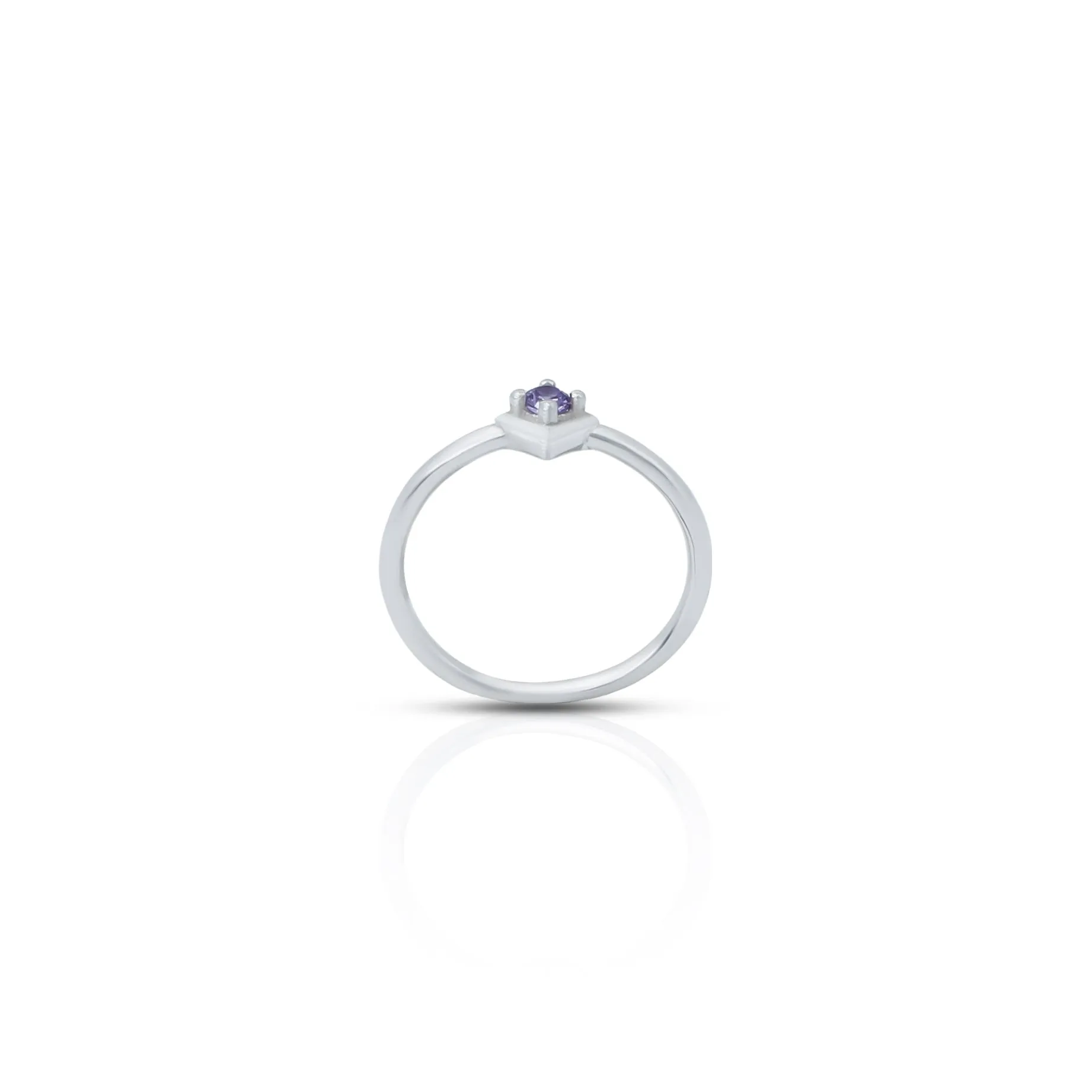 Round Blue Gemstone Silver Ring