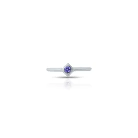Round Blue Gemstone Silver Ring