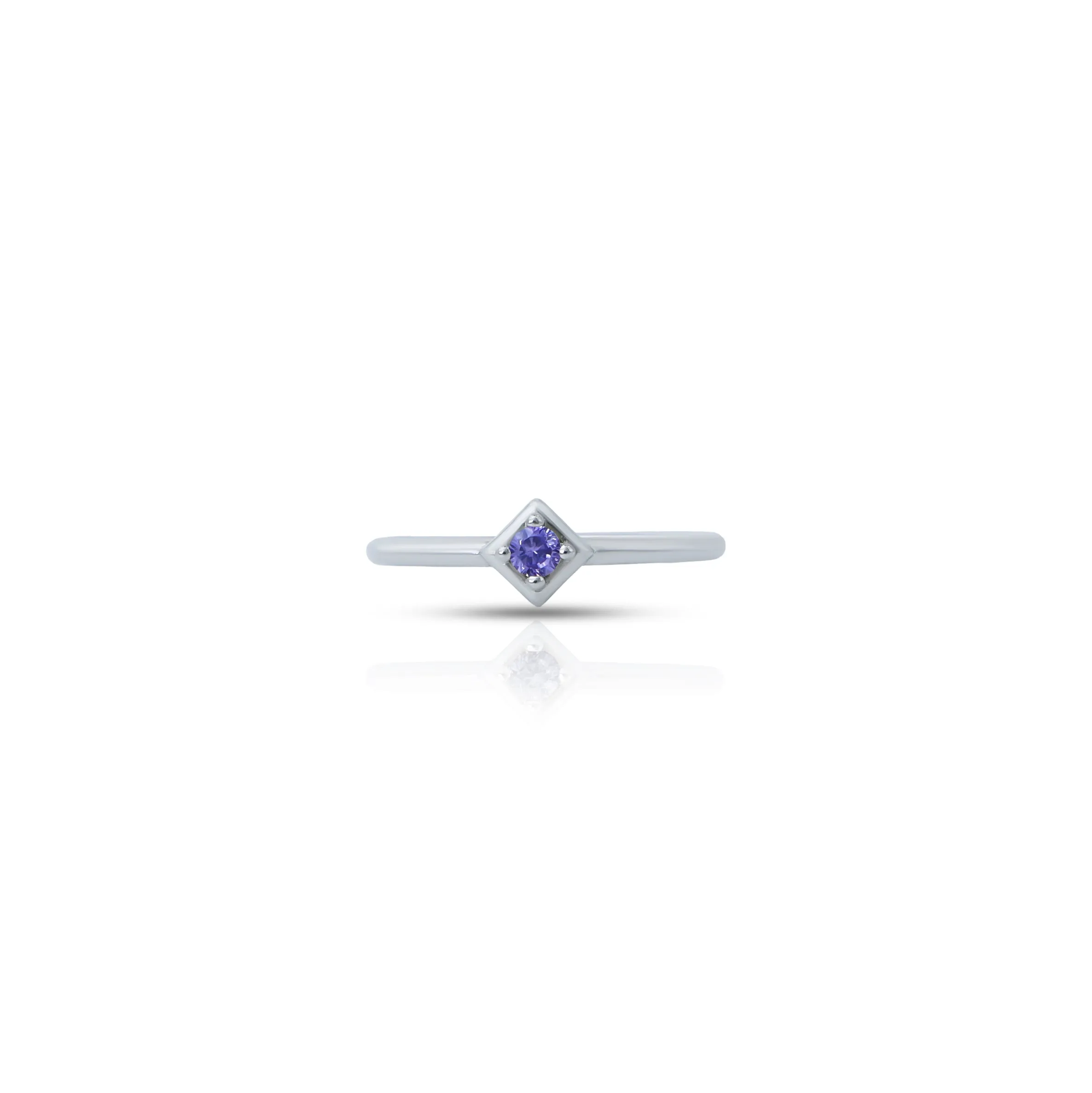 Round Blue Gemstone Silver Ring