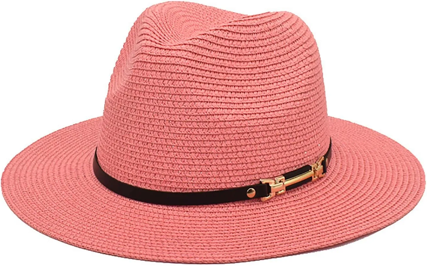 Short Brim Fedora Classic Solid Panama Cap for Men Fedora Panama Hat with Belt Buckle Birthday Men's Dress Hats