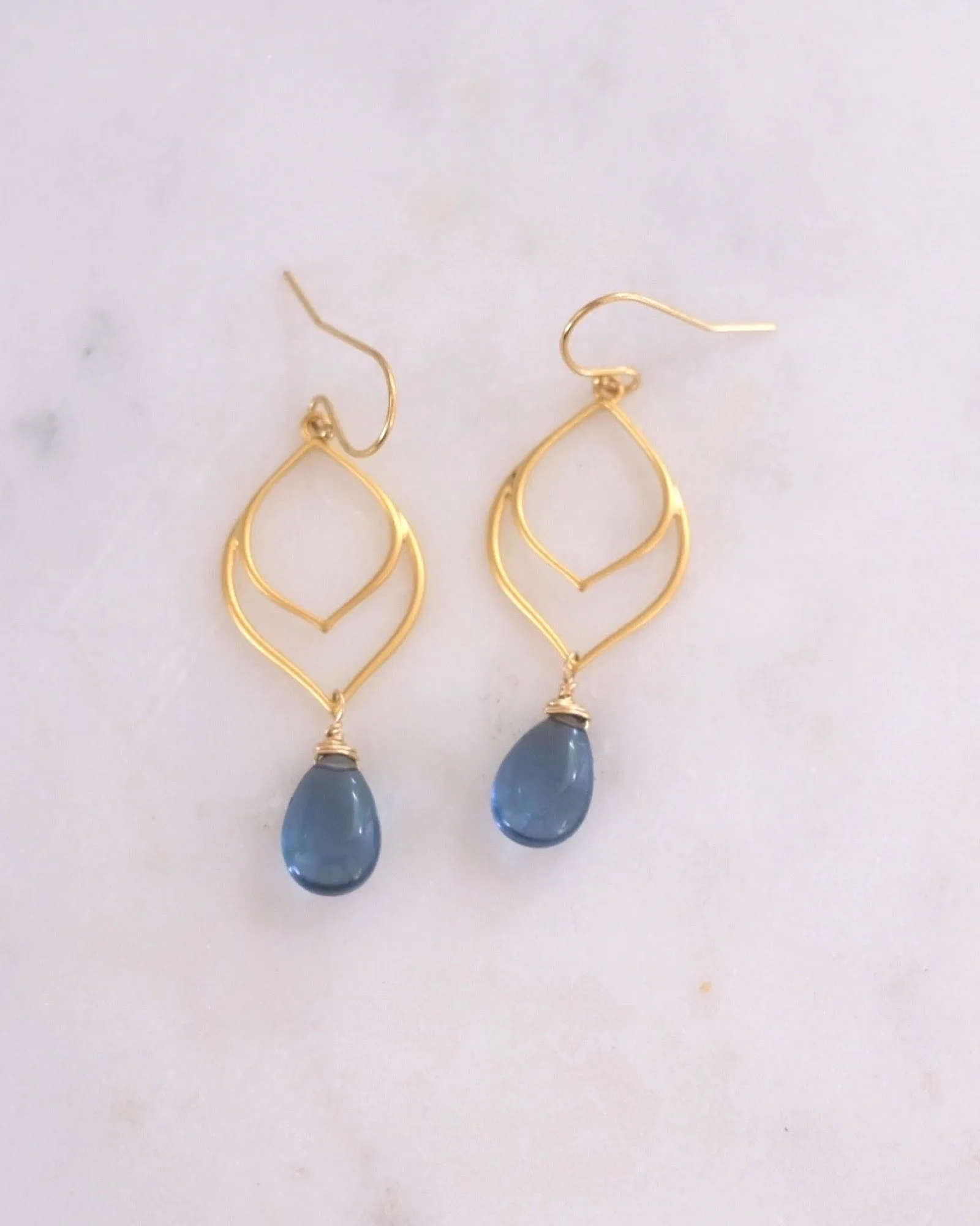 Siberian Blue Quartz Leaf Earrings
