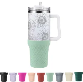 Silicone Boot for Stanley Cup, Bottom Protector Sleeve Accessories for Quencher H2.0 FlowState Tumbler 40oz / Adventure Quencher Tumbler 40oz (Light Green)