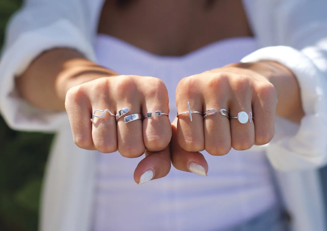 Silver Adjustable Wave Ring
