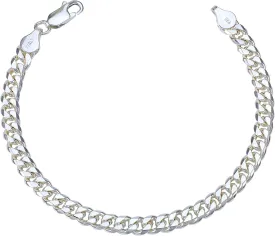 Silver Bracelet for Men 5mm 8mm Diamond-Cut Cuban Link Curb Chain Bracelet for Women 6.5/7/7.5/8/8.5/9 Inch