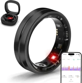 Smart Ring Fitness Tracker for Women Men - Waterproof Health Rings for Sleep Tracker, Heart and Blood Oxygen Monitor, Fitness Ring for Family Care,Step and Burned Calories Counter(10#)