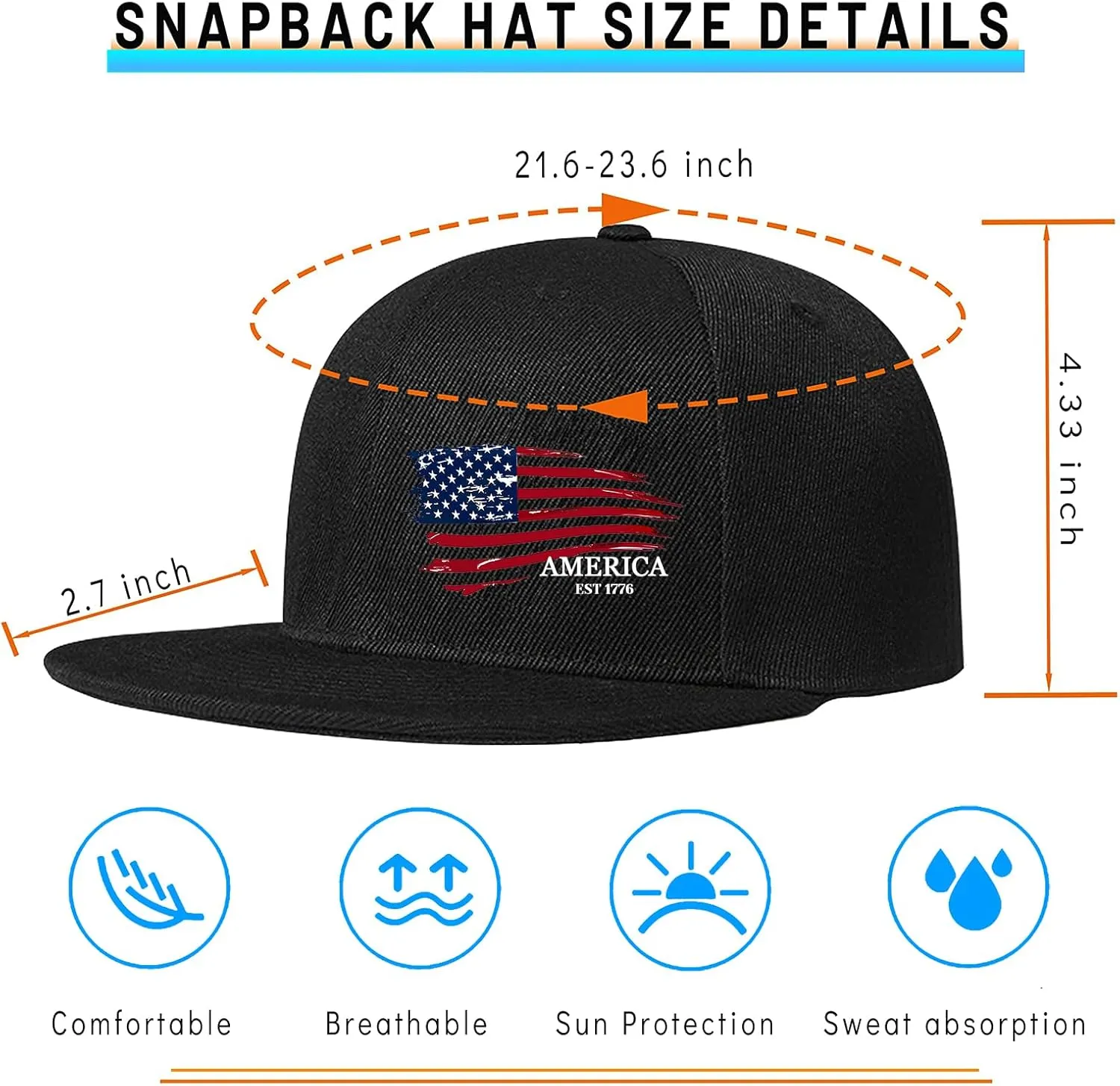 Snapback Hats for Men Flat Bill Brim Hats for Men Skeleton Skull Fitted Hat for Mens Black Baseball Hat Hip Hop 