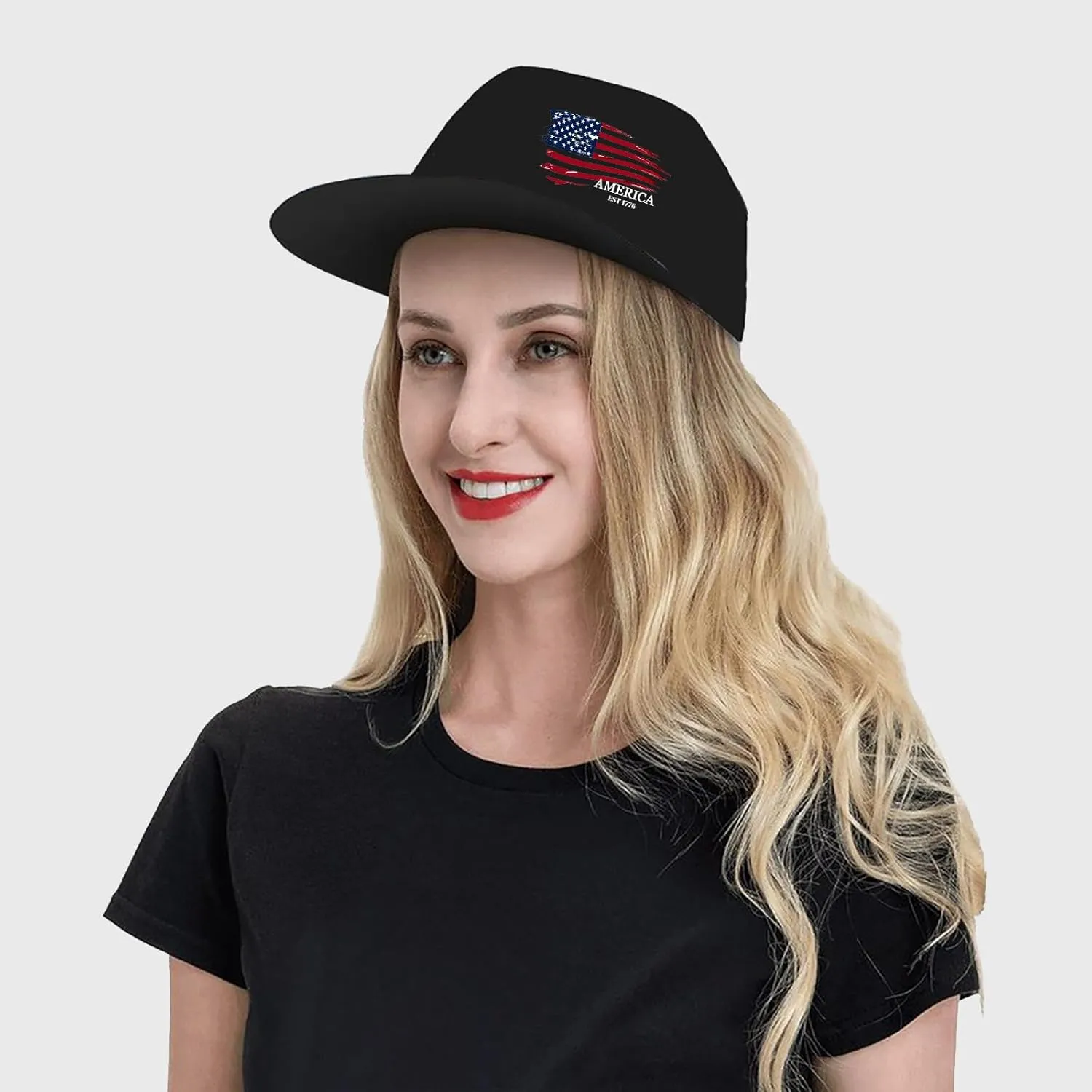 Snapback Hats for Men Flat Bill Brim Hats for Men Skeleton Skull Fitted Hat for Mens Black Baseball Hat Hip Hop 