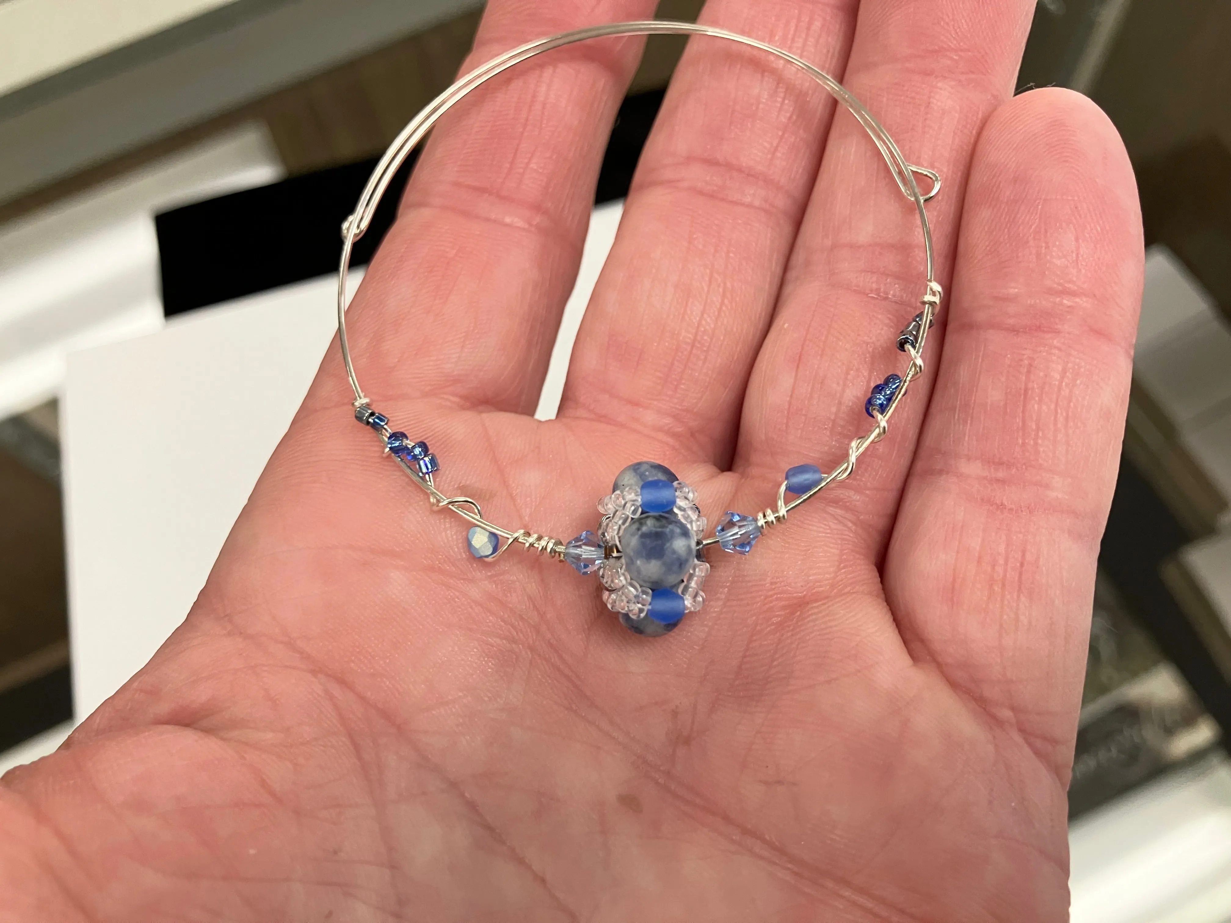Sodalite Hand Made Wire Bracelet