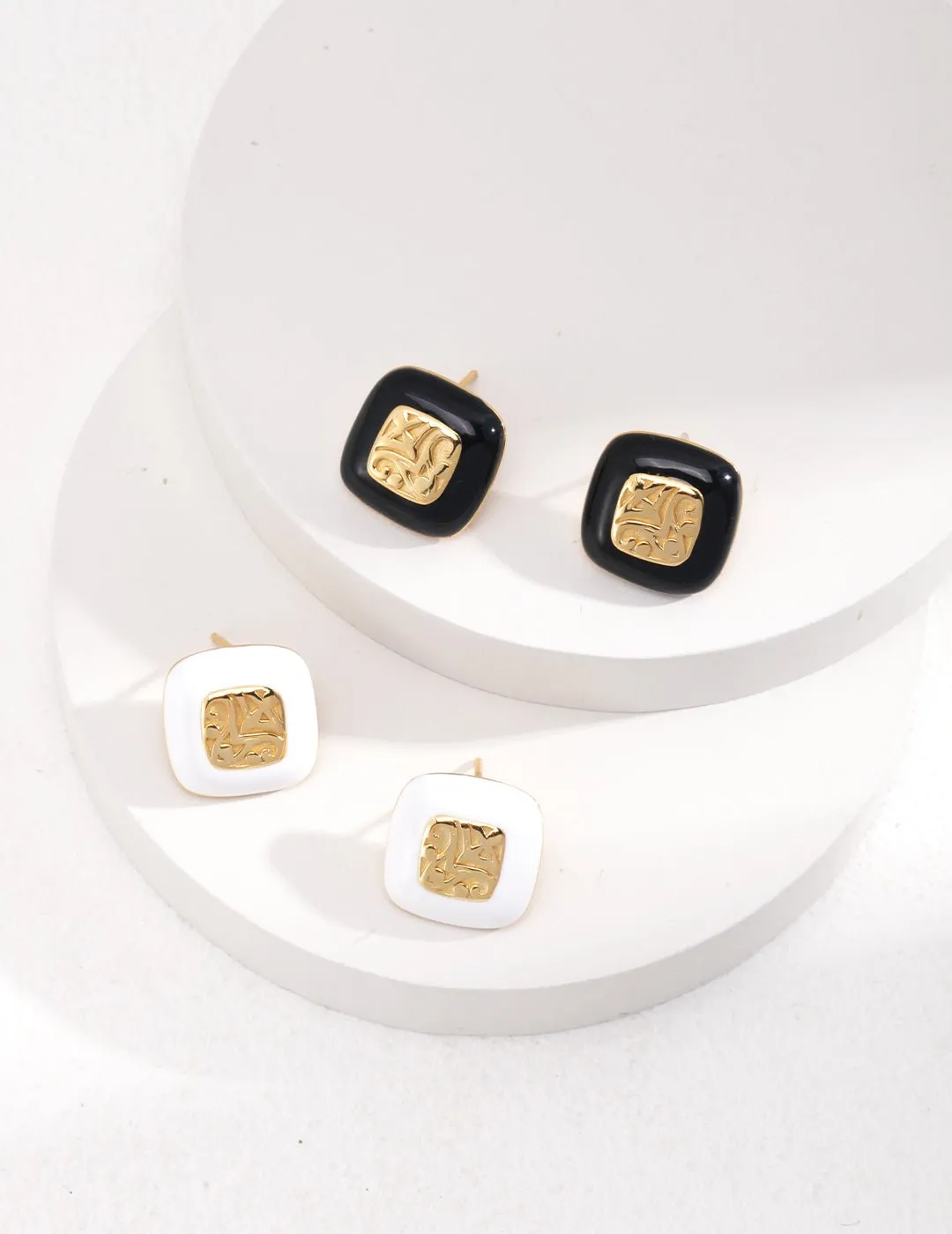 Square Enamel Glaze Studs Earrings