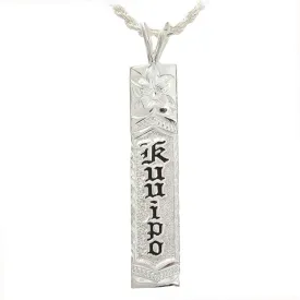 Sterling Silver Black Enamel KUUIPO Vertical Pendant 8mm (Chain Sold Separately)