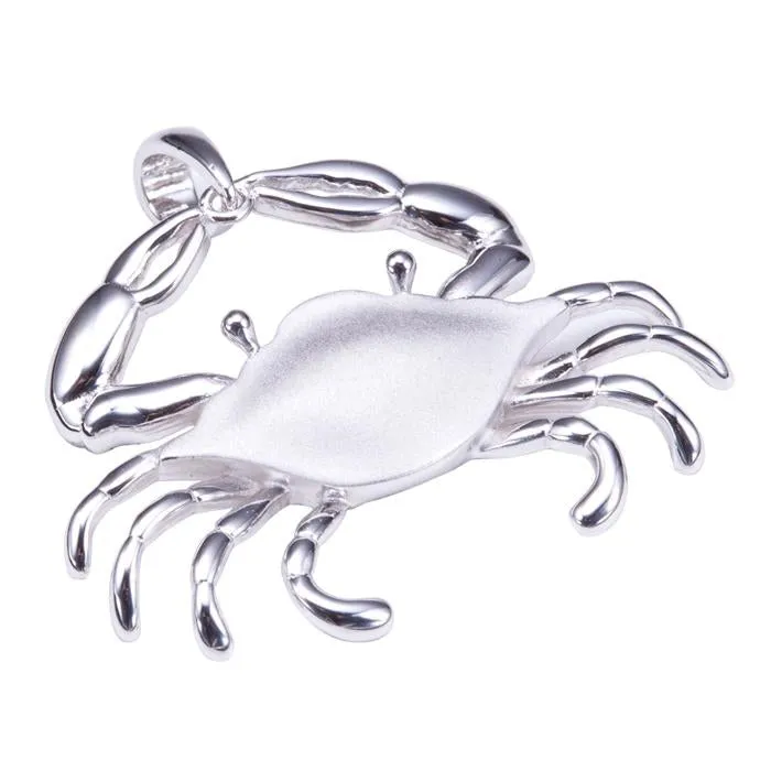 Sterling Silver Crab Sandblast Finish Pendant (Chain Sold Separately)