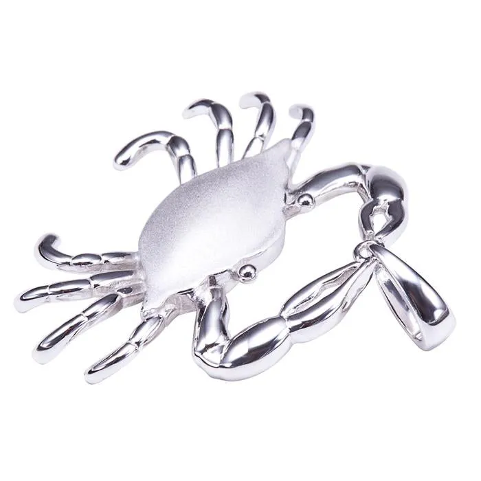 Sterling Silver Crab Sandblast Finish Pendant (Chain Sold Separately)