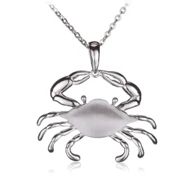 Sterling Silver Crab Sandblast Finish Pendant (Chain Sold Separately)