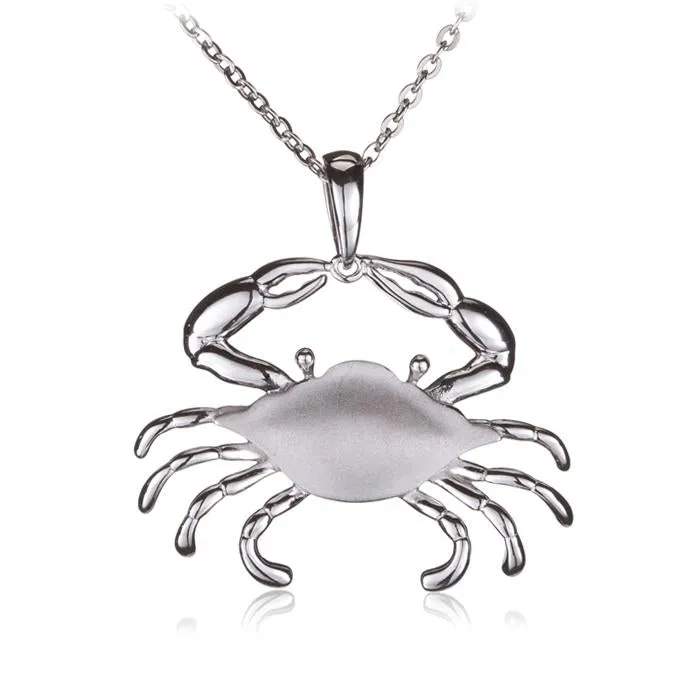 Sterling Silver Crab Sandblast Finish Pendant (Chain Sold Separately)