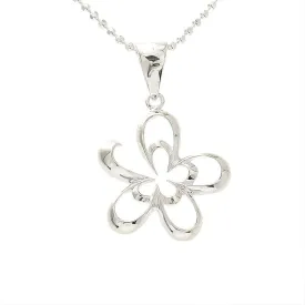Sterling Silver Double Plumeria Outline Pendant (Chain Sold Separately)