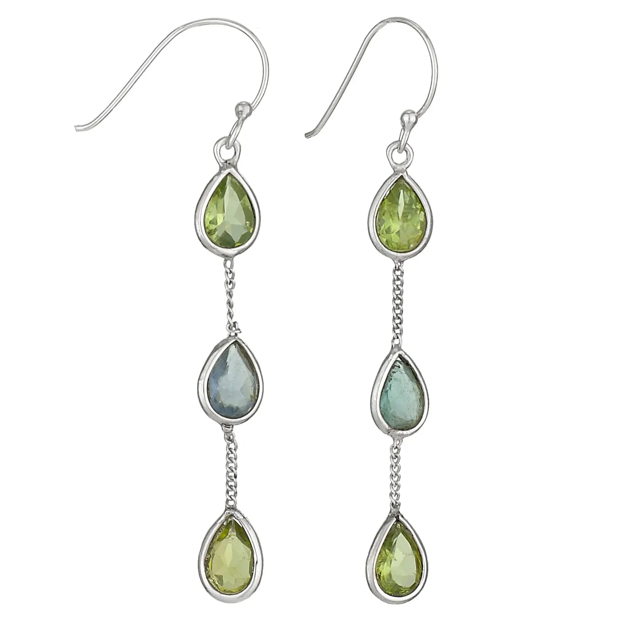 Sterling Silver Earrings ~ Rainchain Peridot & Apatite