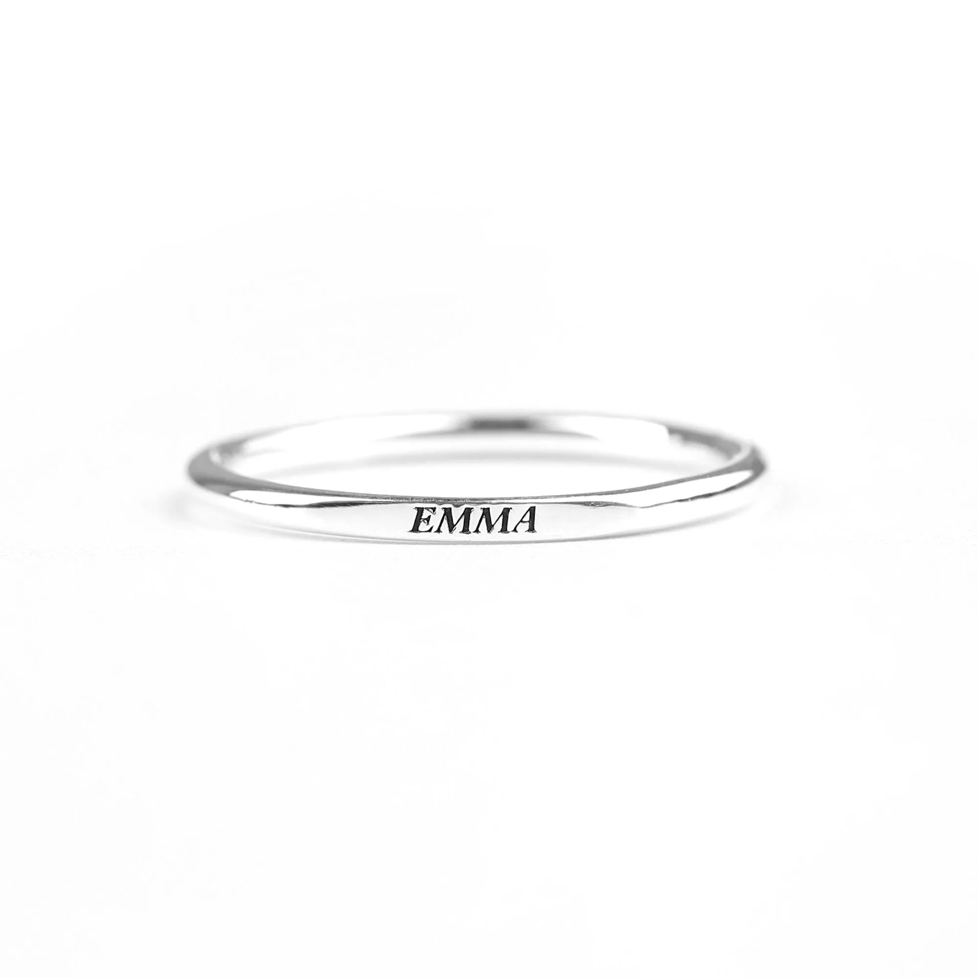 Sterling Silver Flat Top Super Tiny Stackable Name Ring