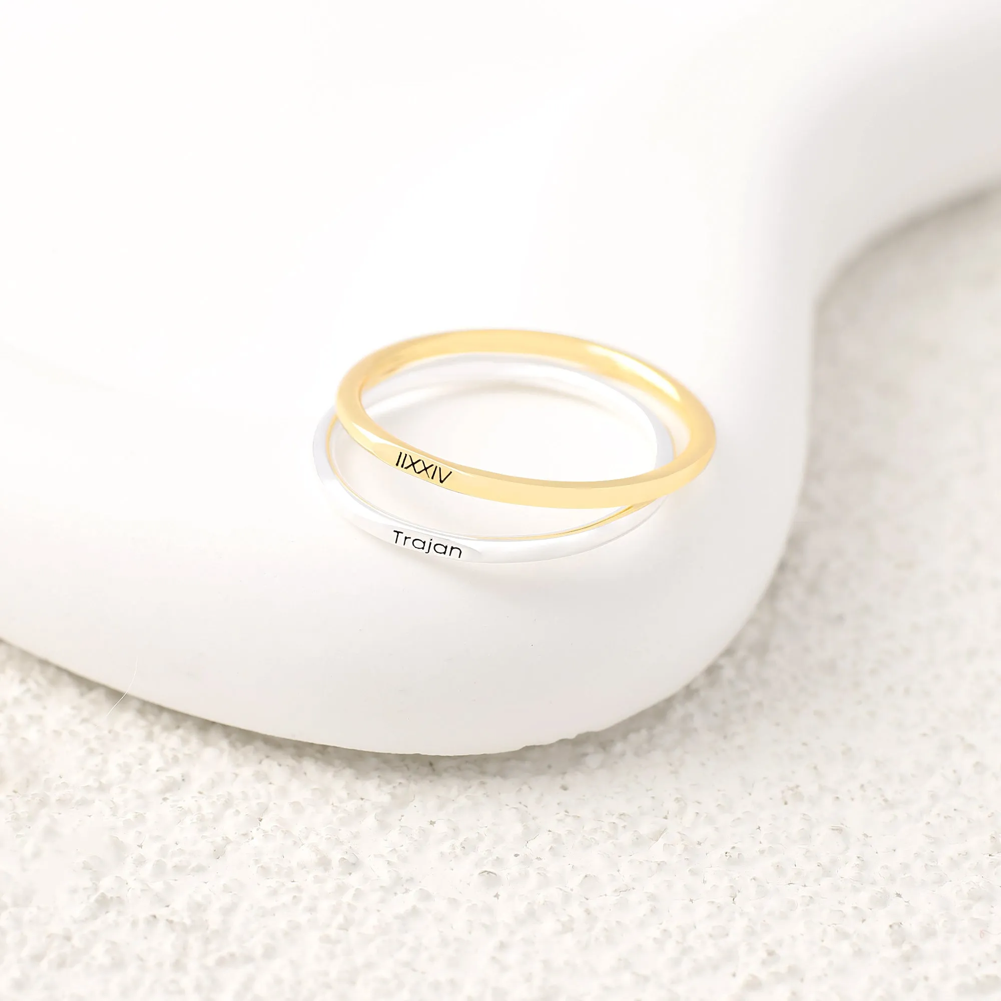 Sterling Silver Flat Top Super Tiny Stackable Name Ring