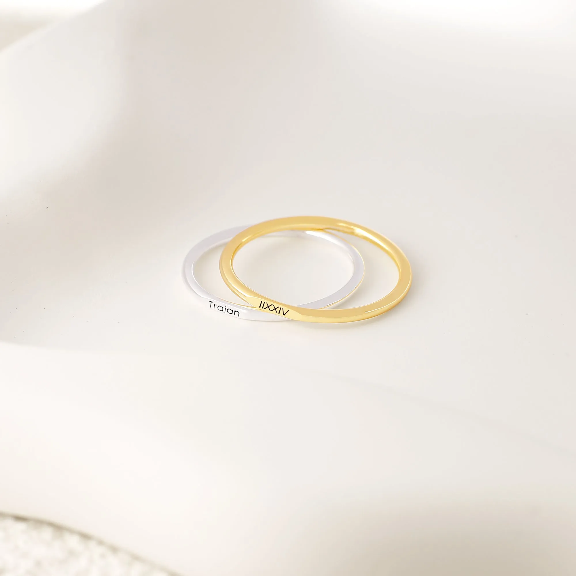 Sterling Silver Flat Top Super Tiny Stackable Name Ring
