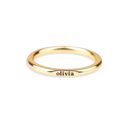 Sterling Silver Flat Top Super Tiny Stackable Name Ring