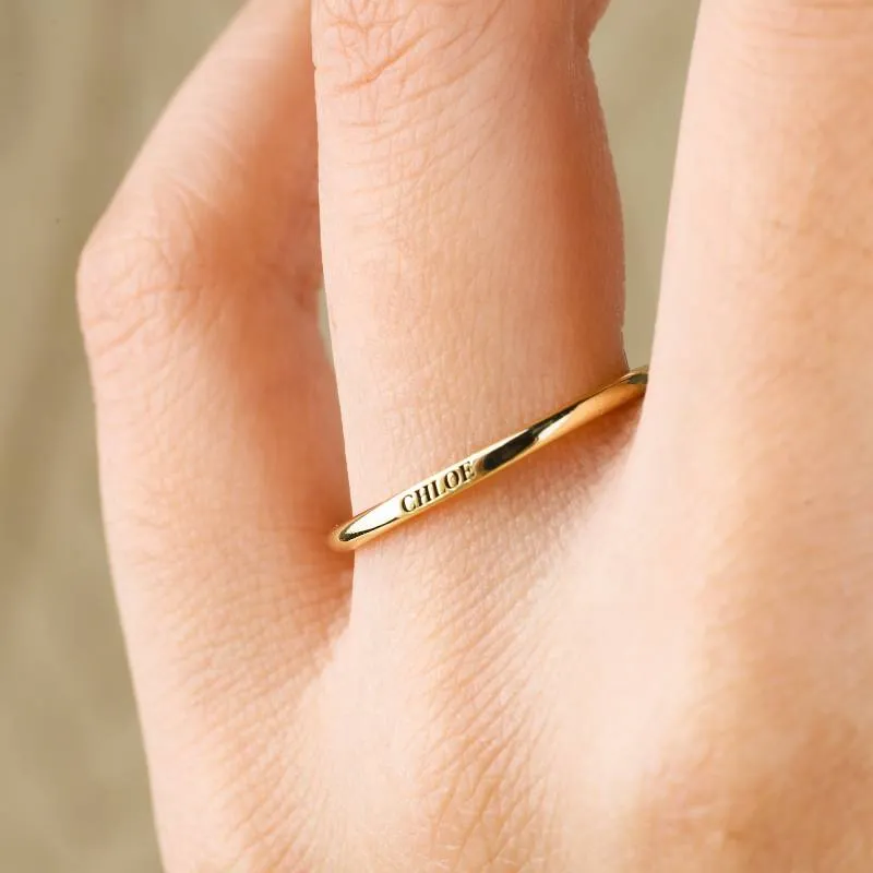Sterling Silver Flat Top Super Tiny Stackable Name Ring