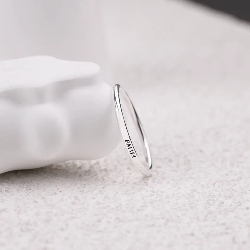 Sterling Silver Flat Top Super Tiny Stackable Name Ring