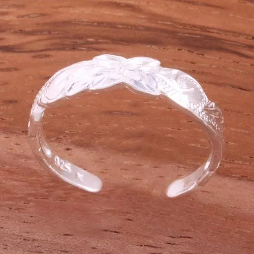 Sterling Silver Hawaiian Scroll Cut Out Edge Toe Ring (Silver/Yellow Gold/ Pink Gold) 4mm