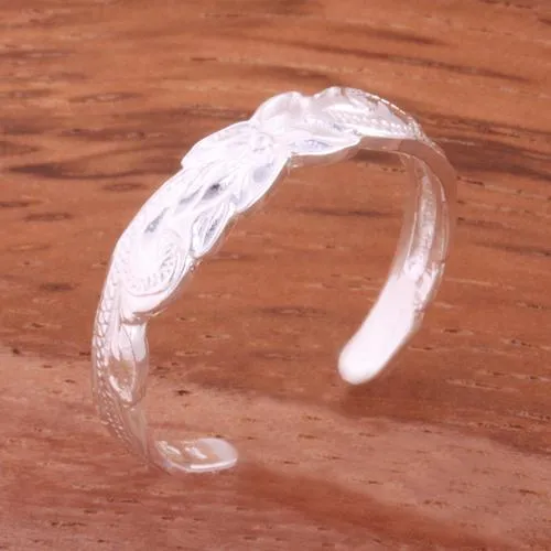 Sterling Silver Hawaiian Scroll Cut Out Edge Toe Ring (Silver/Yellow Gold/ Pink Gold) 4mm