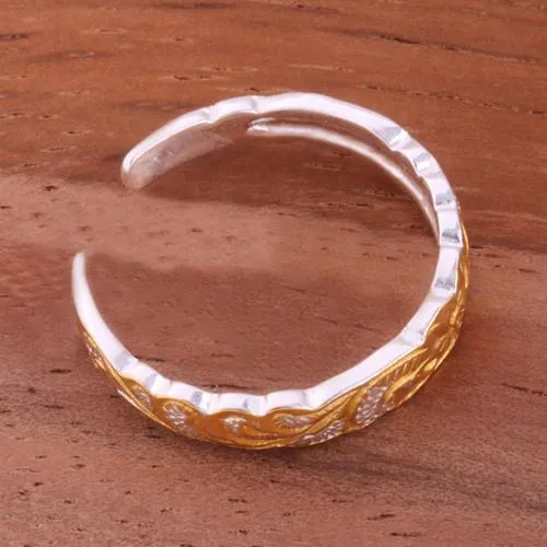 Sterling Silver Hawaiian Scroll Cut Out Edge Toe Ring (Silver/Yellow Gold/ Pink Gold) 4mm