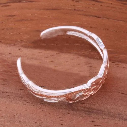 Sterling Silver Hawaiian Scroll Cut Out Edge Toe Ring (Silver/Yellow Gold/ Pink Gold) 4mm