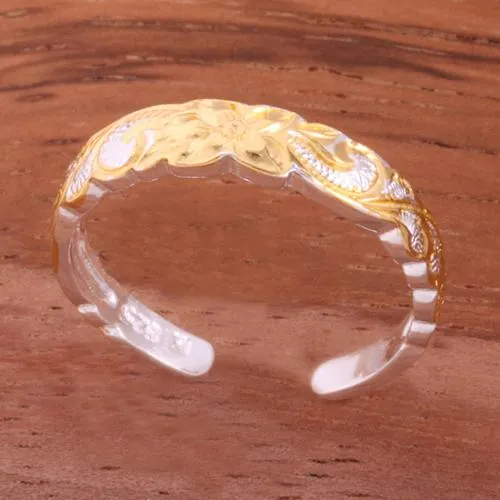 Sterling Silver Hawaiian Scroll Cut Out Edge Toe Ring (Silver/Yellow Gold/ Pink Gold) 4mm