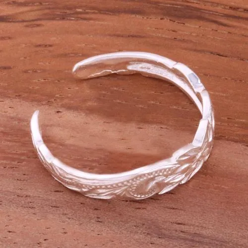 Sterling Silver Hawaiian Scroll Cut Out Edge Toe Ring (Silver/Yellow Gold/ Pink Gold) 4mm