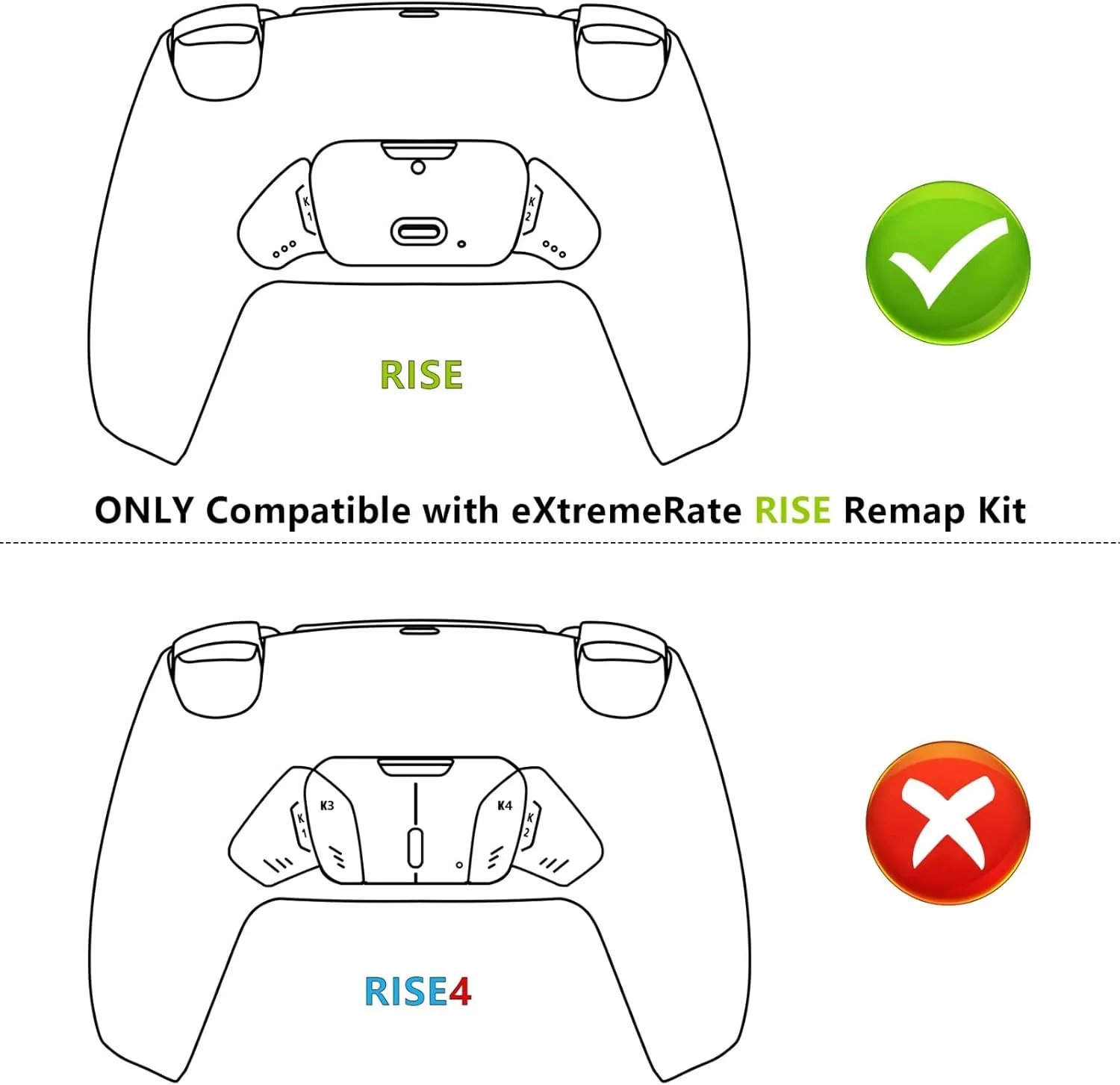 Sterling Silver Replacement Redesigned K1 K2 Back Button Housing Shell for PS5 Controller eXtremerate Rise Remap Kit - Controller & Rise Remap Board NOT Included