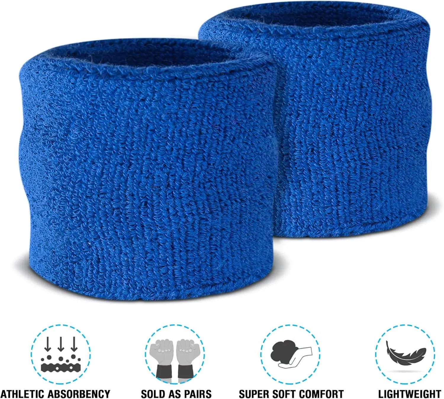 Suddora Kids Wrist Sweatbands - Athletic Cotton Terry Cloth Sports Wristbands for Kids (Pair)
