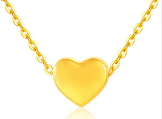 TAKA Jewellery 999 Pure Gold Heart Pendant with 9K Gold Chain