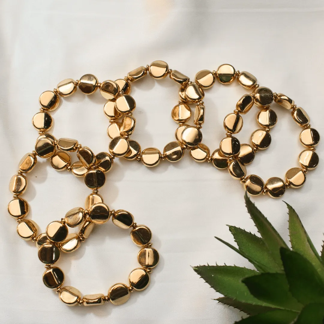 TFC Bold Circle Gold Plated Stacked Bracelet (Set of 6)